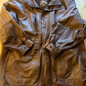 Men's Brown Leather Bomber Jacket – Classic Field Style